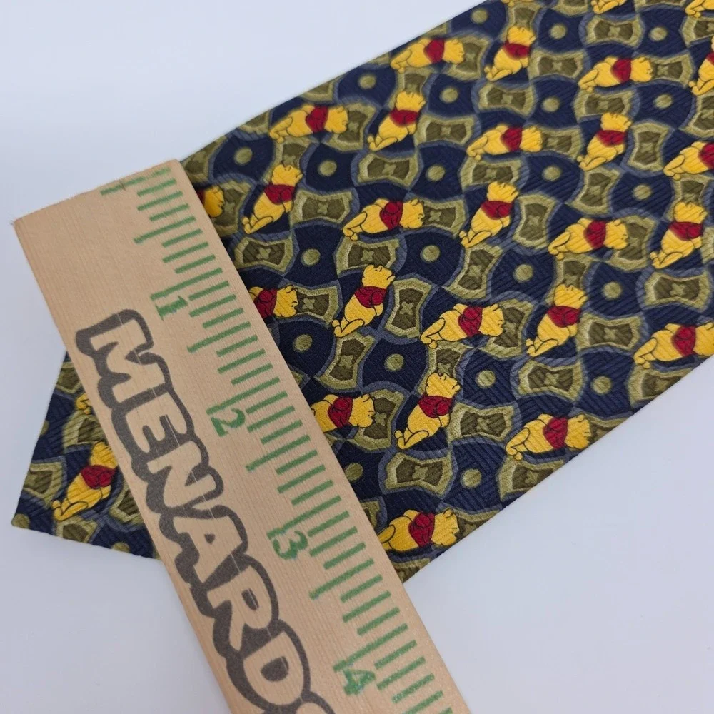 Disney By Exquisite Apparel Tie Mens Yellow Blue Winnie The Pooh All Over Print